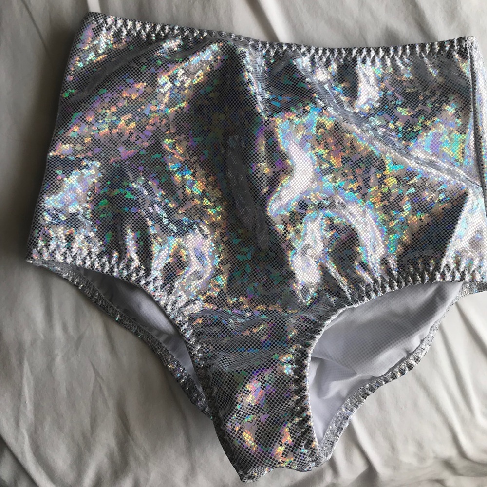 Never Worn Holographic High Waist Booty Shorts